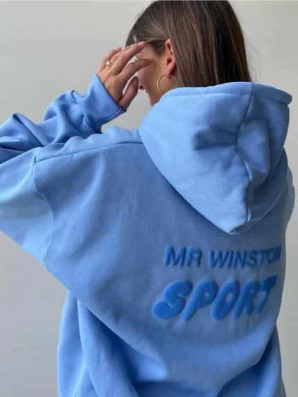 Mr. Winston Blueberry Puff Hoodie - Indulge in rich style with this blueberry-colored puff hoodie from Mr. Winston, offering a trendy and comfortable fashion statement for your wardrobe.