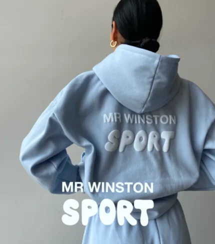 Mr. Winston Baby Blue Hoodie - Embrace a fresh and soothing look with this baby blue hoodie from Mr. Winston, providing a stylish and comfortable option for your everyday wardrobe.