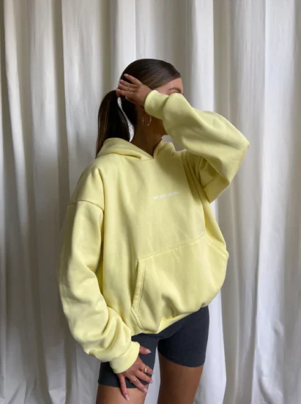 Mr. Winston Pale Lemon Puff Hoodie - Elevate your wardrobe with this refreshing pale lemon hoodie from Mr. Winston, featuring a trendy puff design for a stylish and comfortable everyday look.
