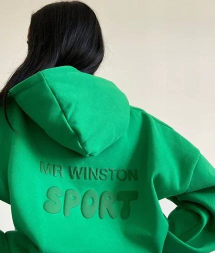 Mr. Winston Irish Green Puff Hoodie - Infuse your wardrobe with vibrant style using this Irish green hoodie from Mr. Winston, featuring a chic puff design for a trendy and comfortable fashion statement.