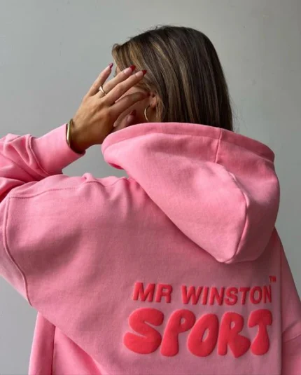 Mr. Winston Vintage Pink Puff Hoodie - Channel retro vibes with this vintage pink puff hoodie from Mr. Winston, providing a stylish and comfortable option for a timeless fashion statement.