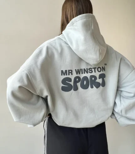 Mr. Winston Soft Grey Puff Hoodie - Embrace understated elegance with this soft grey hoodie from Mr. Winston, featuring a chic puff design for a comfortable and fashionable everyday look.