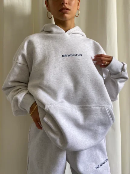 Mr. Winston White Marle Puff Hoodie - Elevate your style with this trendy white marle hoodie from Mr. Winston, featuring a unique puff design for a comfortable and fashionable look.